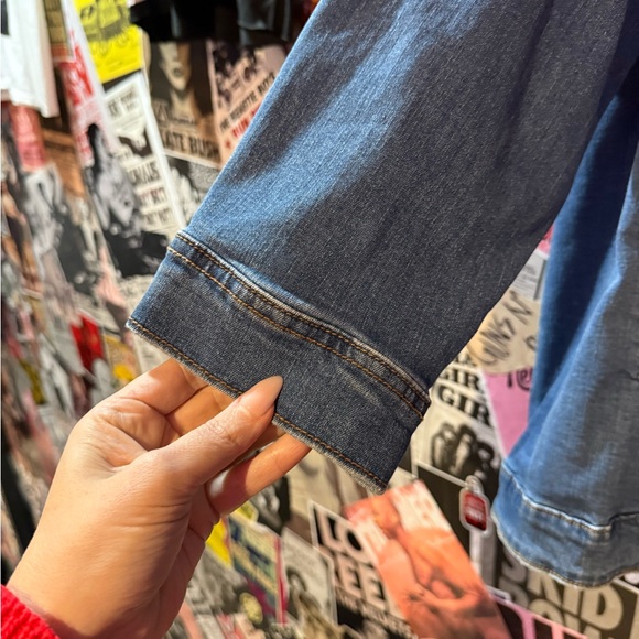 Oversized Denim Jacket with Button Front - Picture 3 of 6